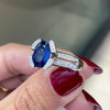 French 2.75 Carat Blue Sapphire and Diamond 18 Carat Gold Engagement Ring