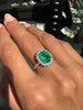 2.39ct Oval Emerald and Diamond Halo 18 Carat White Gold Cluster Engagement Ring