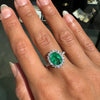 2.39ct Oval Emerald and Diamond Halo 18 Carat White Gold Cluster Engagement Ring