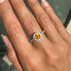 1.17ct Orange Sapphire and Diamond Halo 18K White Gold Cluster Engagement Ring