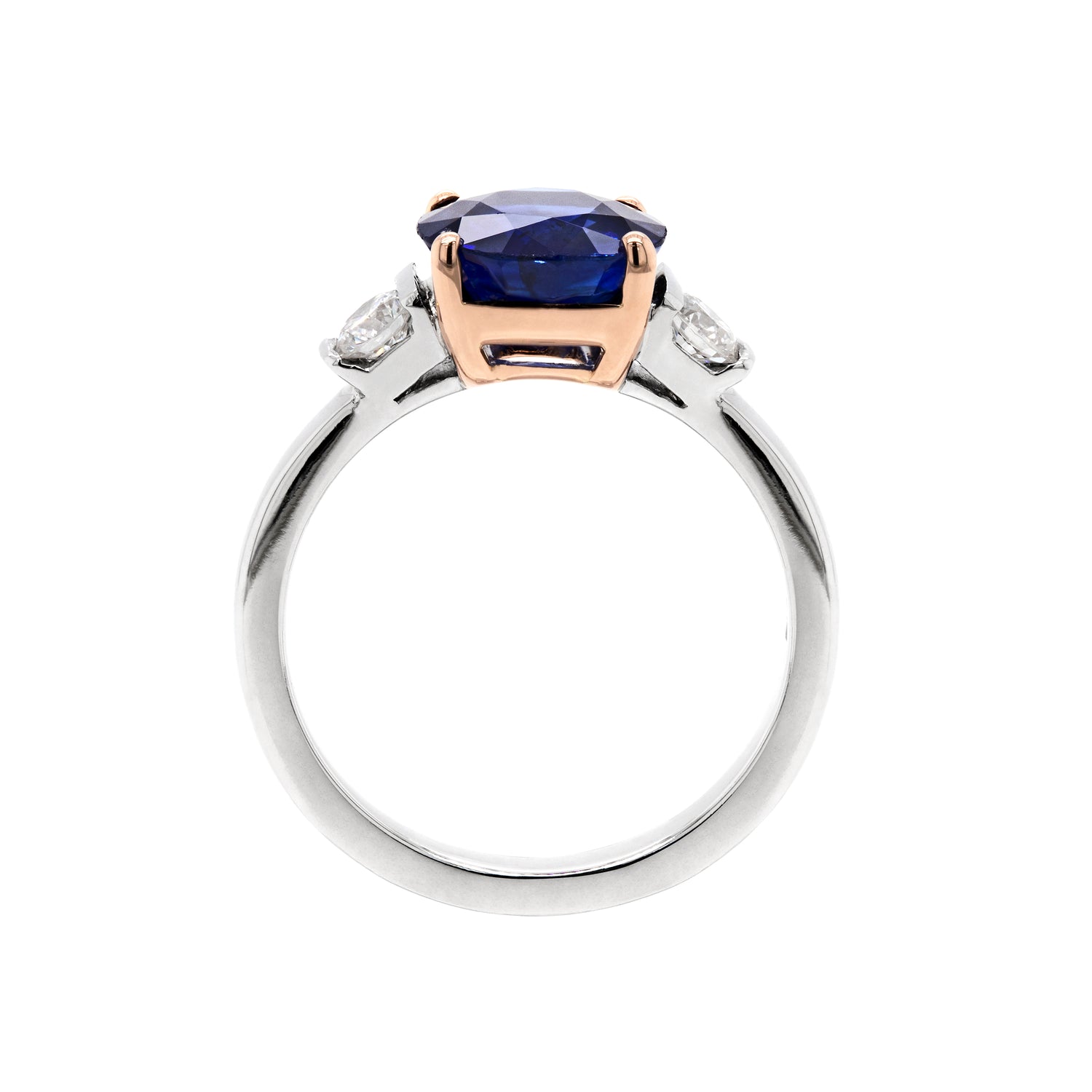 2.22ct Blue Sapphire and Diamond Platinum and Rose Gold Engagement Ring