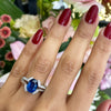 French 2.75 Carat Blue Sapphire and Diamond 18 Carat Gold Engagement Ring