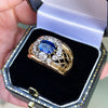 1.49ct Natural Unheated Blue Sapphire & Diamond 18K Gold Dress Ring, c.1940s