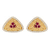 Ruby and Diamond 18 Carat Yellow Gold Triangular Earrings