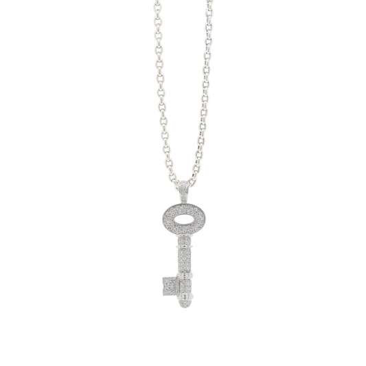 Theo Fennell Diamond and 18 Carat White Gold Large Key Pendant Necklace