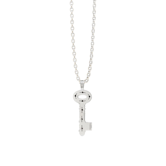 Theo Fennell Diamond and 18 Carat White Gold Large Key Pendant Necklace