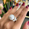 South Sea Pearl and Diamond 18 Carat Yellow Gold Cocktail Ring