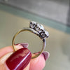 Old Cut Three-Stone Twist 18 Carat Gold and Platinum Ring, Circa 1920s