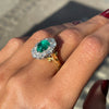 Vintage Cabochon Emerald and Diamond Cluster 18 Carat Gold Engagement Ring, 1974
