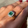 1.16ct Emerald and Diamond 18 Carat White & Yellow Gold Cluster Engagement Ring