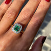 1.16ct Emerald and Diamond 18 Carat White & Yellow Gold Cluster Engagement Ring