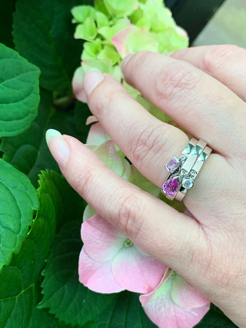 Chaumet Pink Sapphire and Diamond 18 Carat Gold Charm Ring