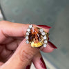 Pear Shape Imperial Topaz and Diamond 18 Carat White & Yellow Gold Cocktail Ring