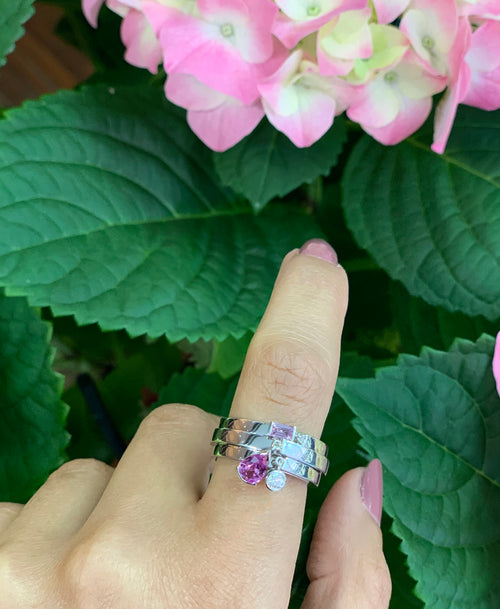 Chaumet Pink Sapphire and Diamond 18 Carat Gold Charm Ring
