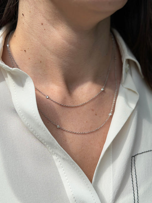 Vintage 'Diamonds by the Yard' Chain Necklace in 14 Carat White Gold