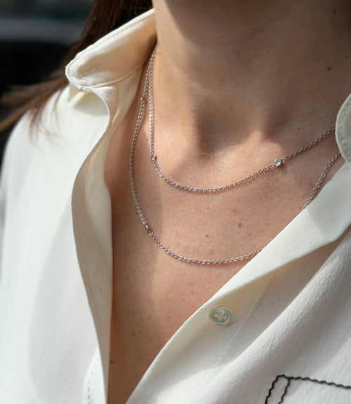Vintage 'Diamonds by the Yard' Chain Necklace in 14 Carat White Gold