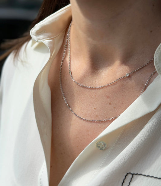 Vintage 'Diamonds by the Yard' Chain Necklace in 14 Carat White Gold