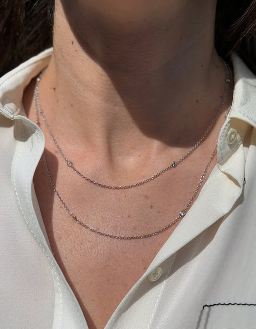 Vintage 'Diamonds by the Yard' Chain Necklace in 14 Carat White Gold