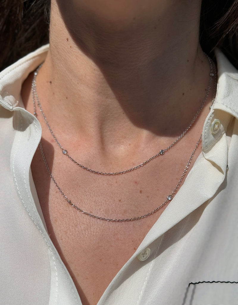 Vintage 'Diamonds by the Yard' Chain Necklace in 14 Carat White Gold