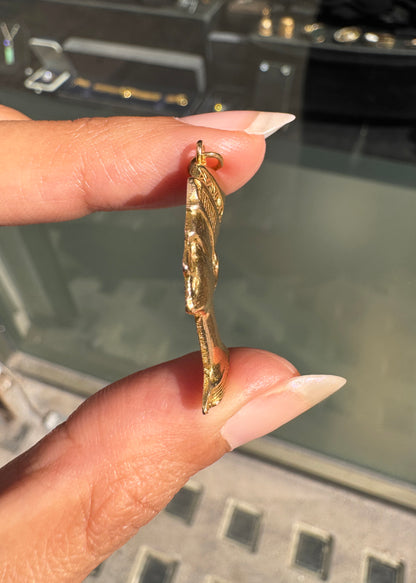 Vintage 18 Carat Yellow Gold Flat Nefertiti Bust Charm Pendant, c.1980s