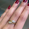 Marquise Diamond Two-Stone Twist 18 Carat Yellow Gold Ring