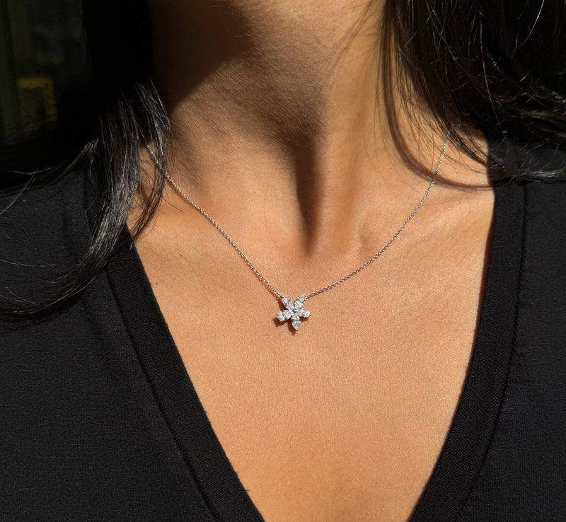 Tiffany & Co Victoria Mixed Diamond Cluster Platinum Pendant Necklace
