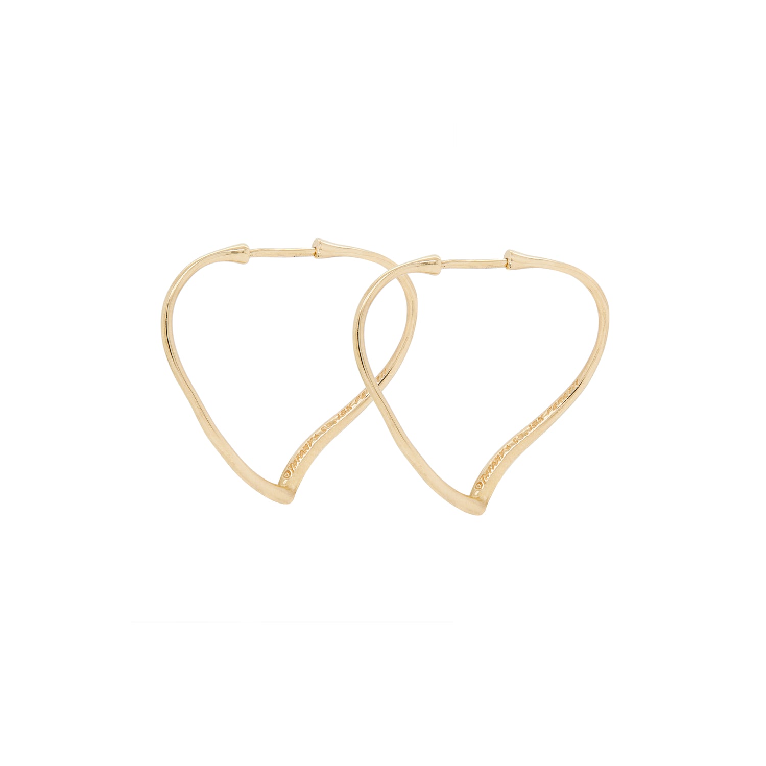 18ct Yellow Gold Tiffany & Co. Elsa Peretti Heart Shaped Hoop Earrings