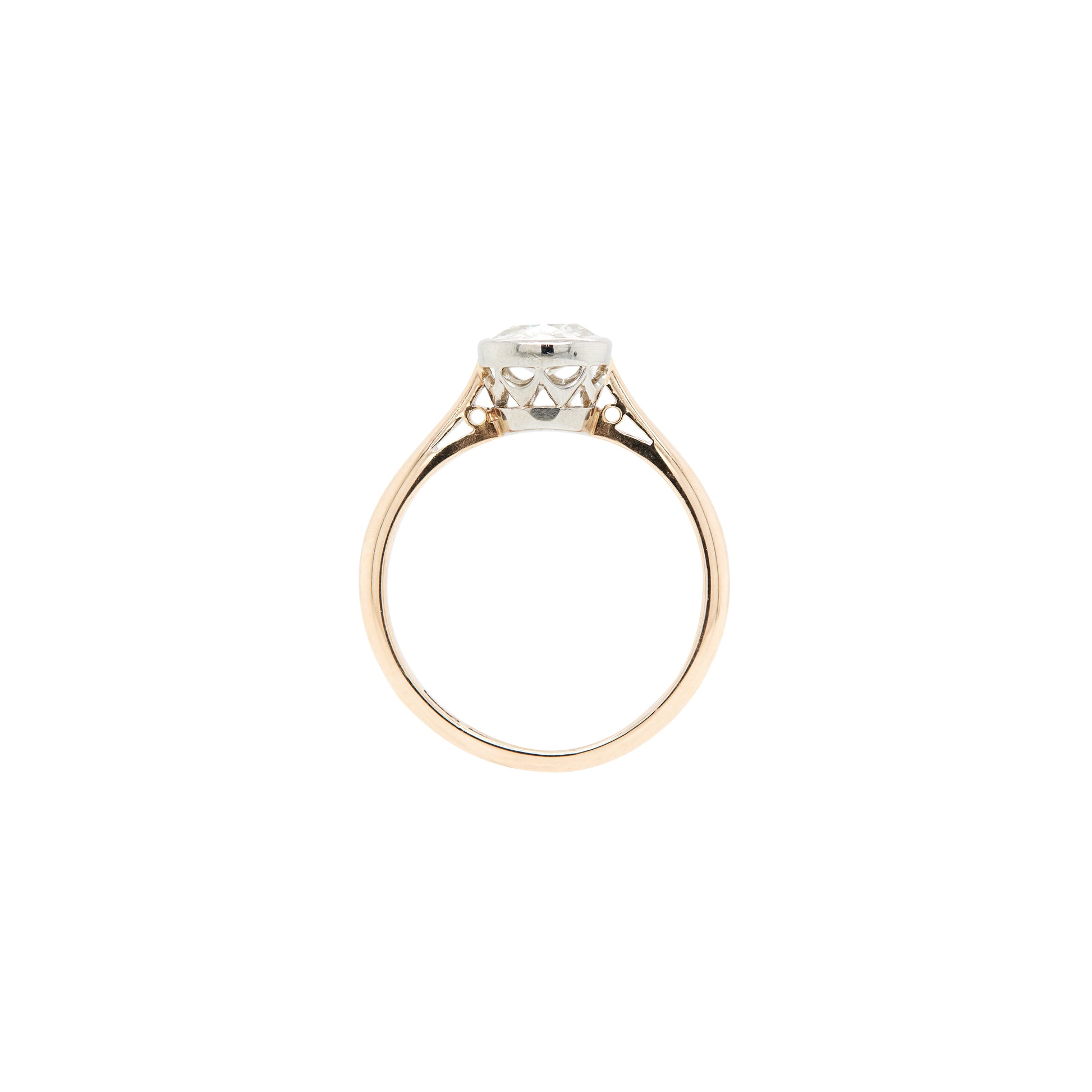 Art Deco 18 Carat Gold and Platinum Solitaire Diamond Ring