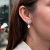 Cultured Pearl and Floral Diamond Cluster 18 Carat White Gold Drop Earrings