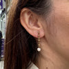 Cutured Pearl and 9 Carat Yellow Gold Bar Drop Earrings