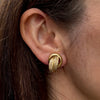 Textured 18 Carat Yellow Gold Open Work Abstract Knot Lever-Back Earrings