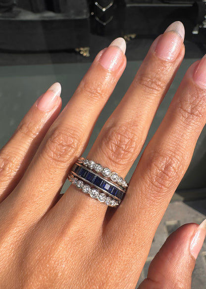 Art Deco Ruby, Sapphire and Diamond Reversible Band Cocktail Ring in 18K Gold