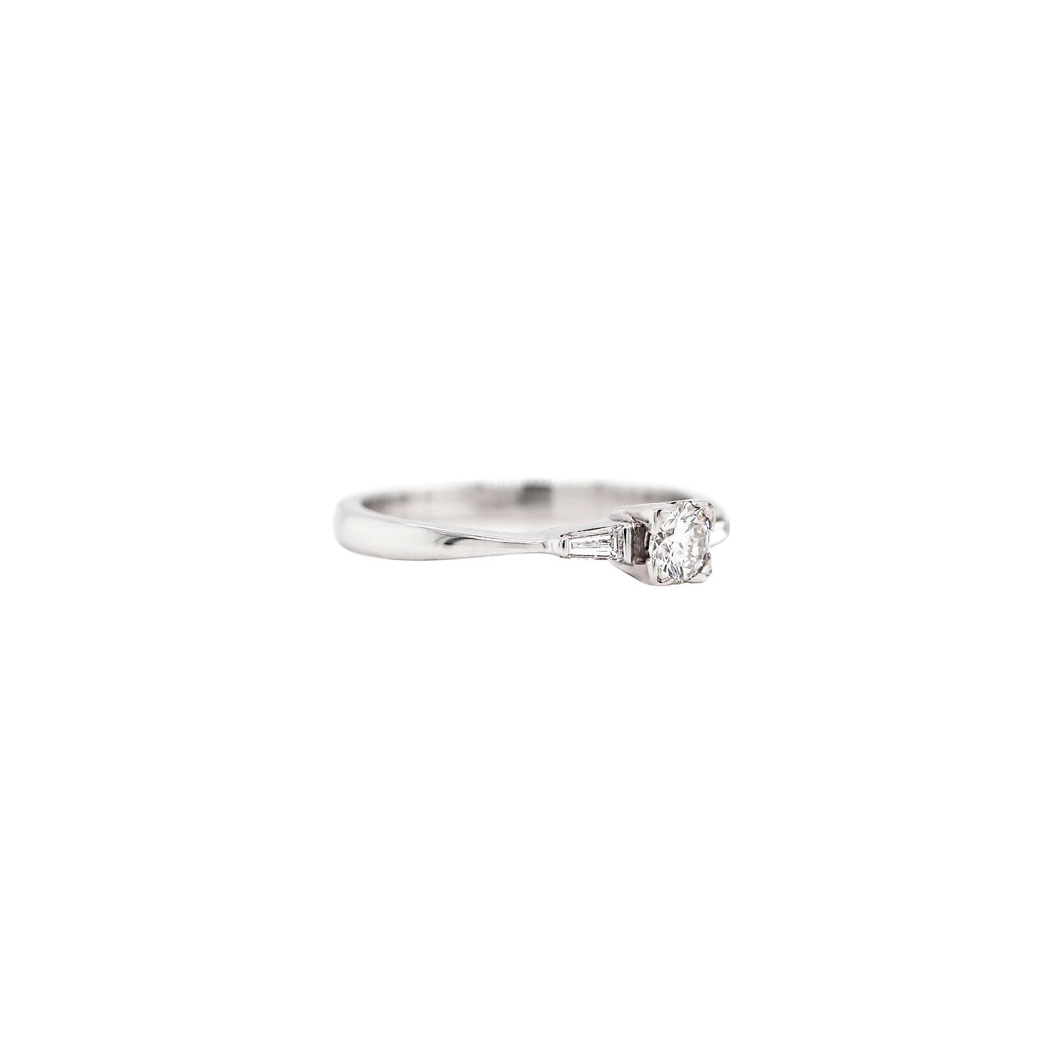 Art Deco Style 0.30 Carat Diamond 18 Carat White Gold Ring, Circa 1970s