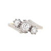 Old Cut Three-Stone Twist 18 Carat Gold and Platinum Ring, Circa 1920s