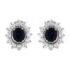 Sapphire and Diamond Cluster 18 Carat White Gold Stud Earrings