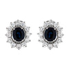 Sapphire and Diamond Cluster 18 Carat White Gold Stud Earrings