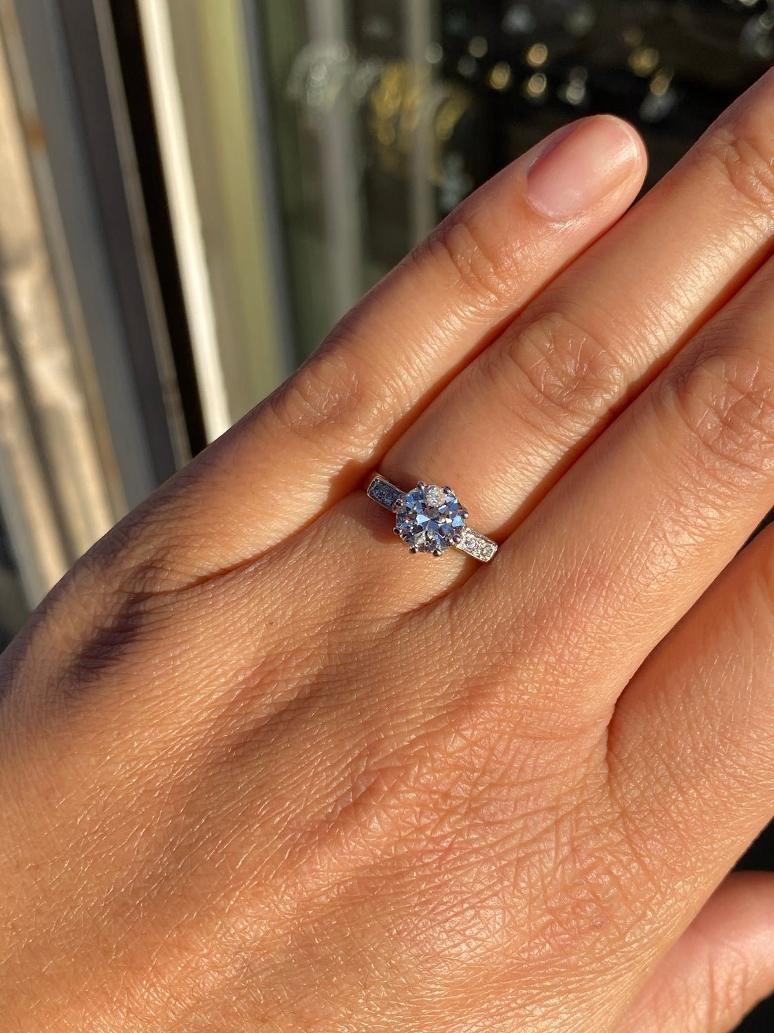 1.25 Carat Transitional Cut Diamond and Platinum Engagement Ring, circa 1920s