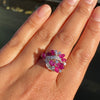 Marquise Ruby and Diamond 18 Carat White Gold Cluster Cocktail Ring