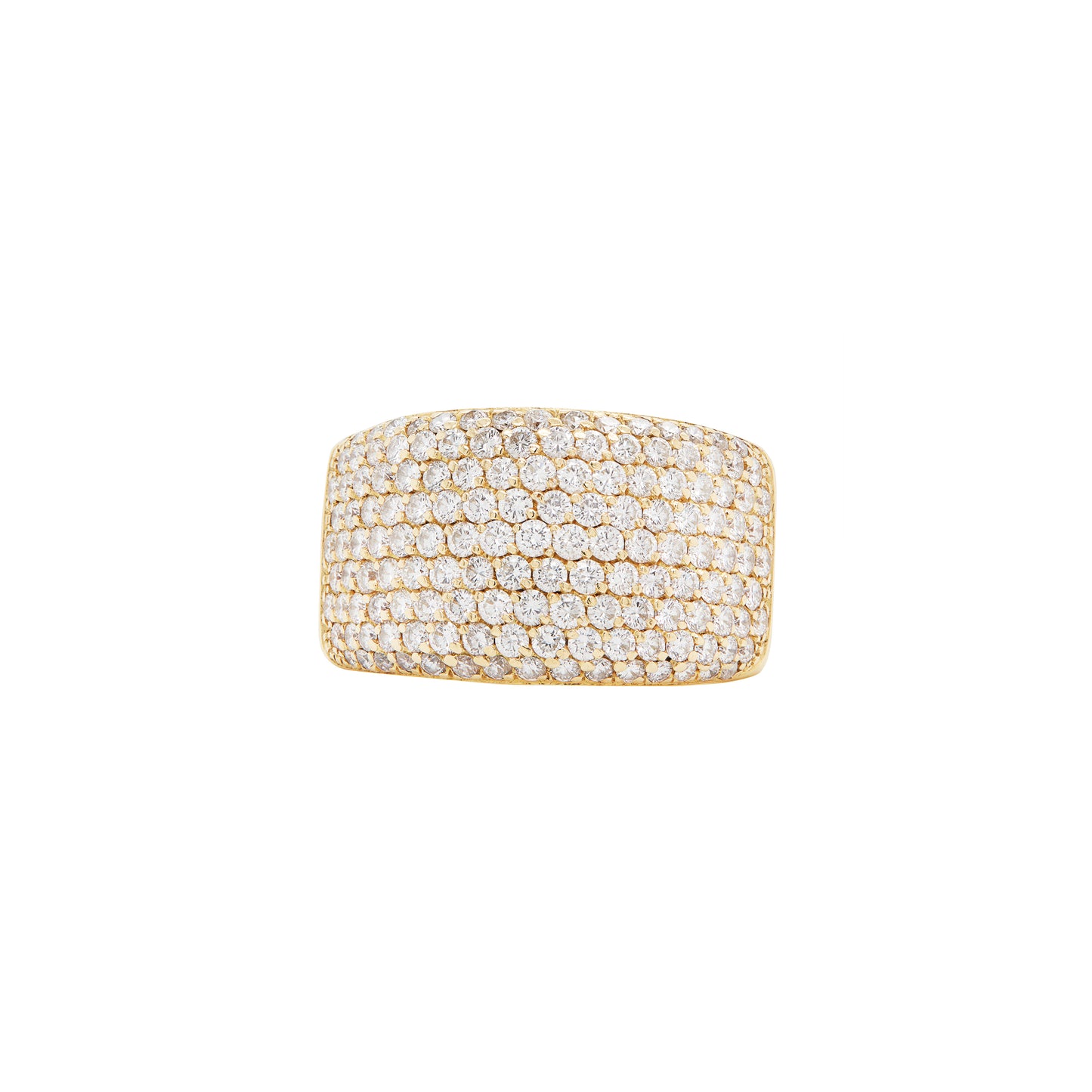 Diamond and 18 Carat Yellow Gold Tapered Wide Band Dress Ring