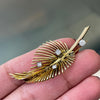 Diamond 18 Carat Yellow Gold Open Work Leaf Brooch