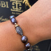 Black Pearl Bracelet with 18 Carat Rose Gold and Black Diamond Clasp