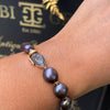 Black Pearl Bracelet with 18 Carat Rose Gold and Black Diamond Clasp
