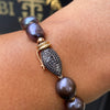Black Pearl Bracelet with 18 Carat Rose Gold and Black Diamond Clasp