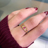 Antique Ruby and Old Cut Diamond 18 Carat Yellow Gold Five-Stone Ring, 1911