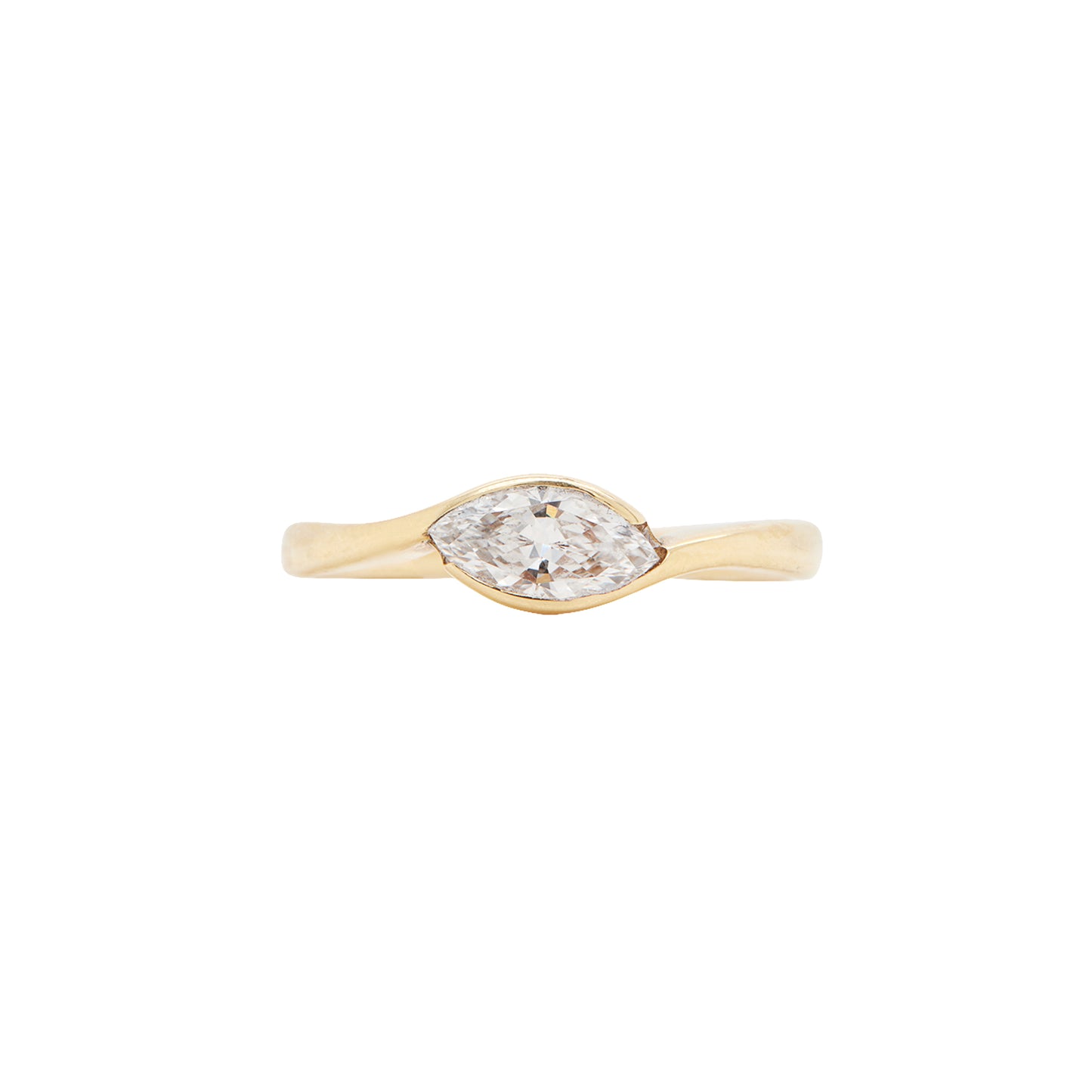 18 Carat Yellow Gold Marquise Shaped Diamond Ring