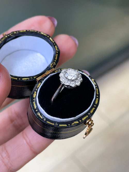 0.53ct F VS2 Diamond Platinum Daisy Cluster Engagement Ring