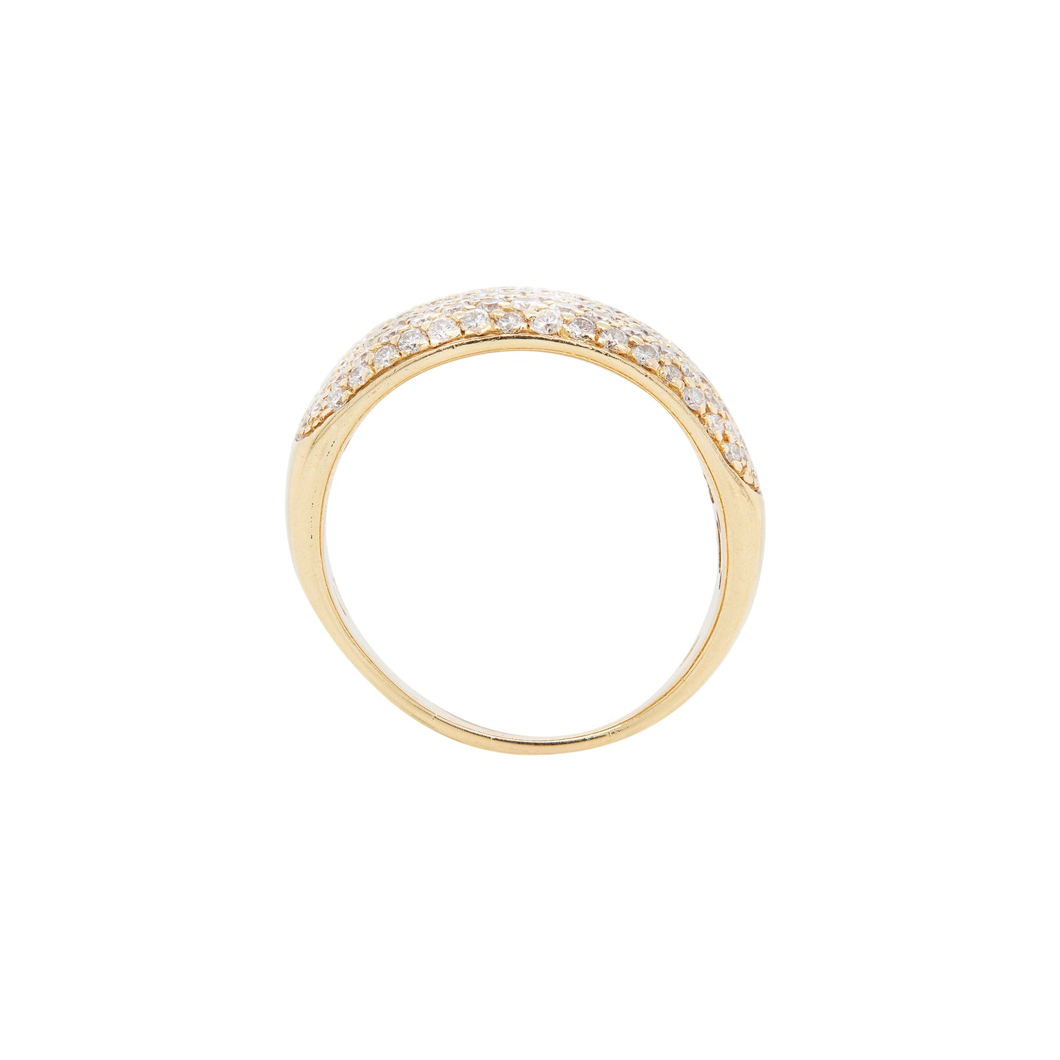 Diamond and 18 Carat Yellow Gold Tapered Wide Band Dress Ring