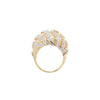 Diamond 18 Carat Yellow and White Gold Textured Bombé Dome Cocktail Ring