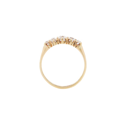 side view Five Stone Old Cut Diamond Ring in 18 Carat Yellow Gold