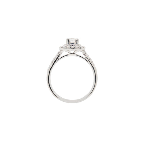 Diamond and Platinum Double Halo Cluster Engagement Ring